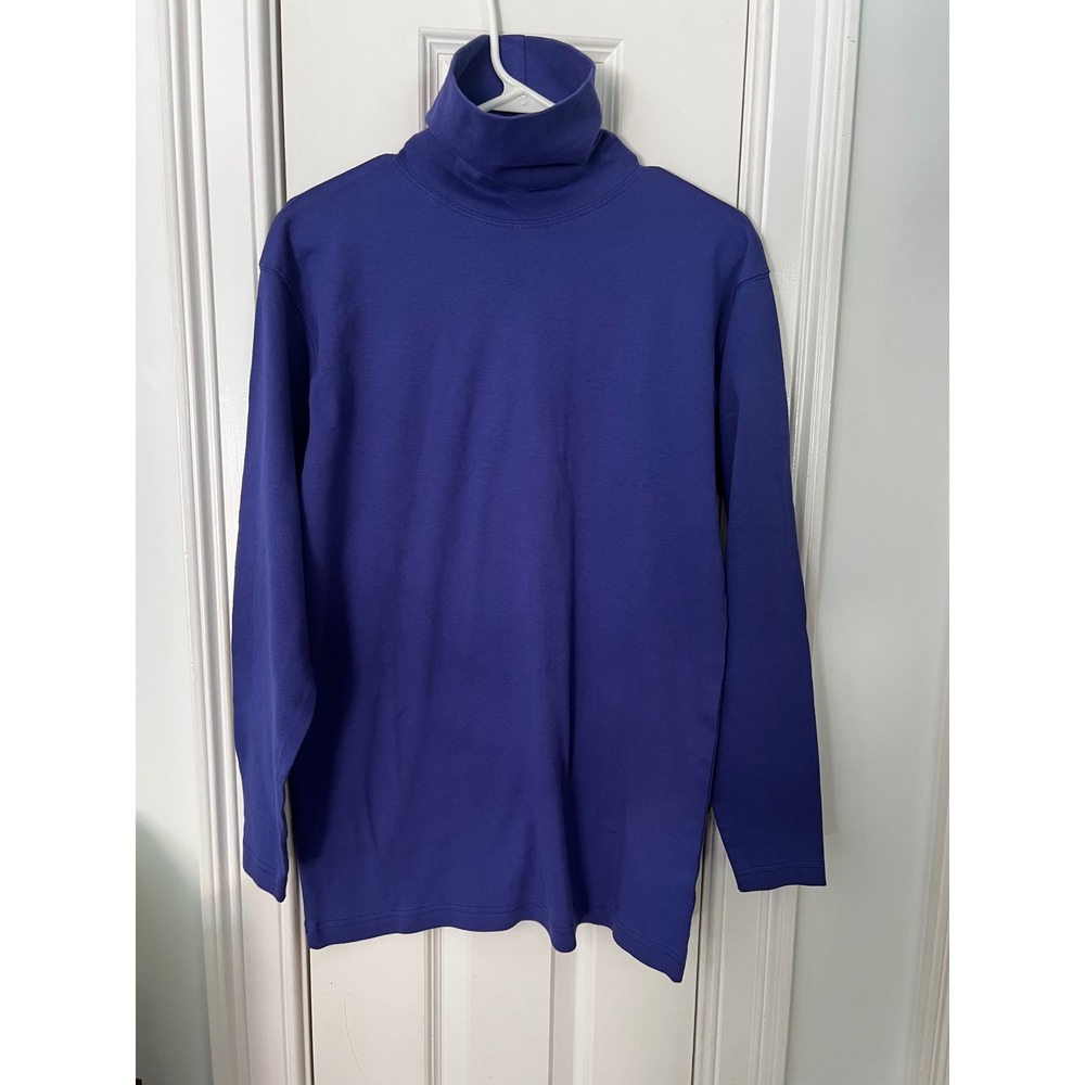 Moda International Royal Blue Turtleneck Top 100% Cotton Long Sleeve Canada M